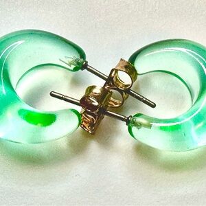 Anthropologie NWOT Huggie Earrings Translucent Chunky resin boho colorful cute